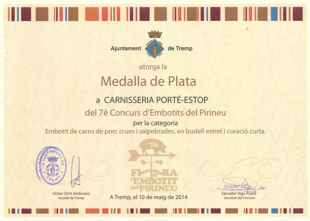 diploma-medalla-plata-tremp-embotit-tradicional-carnisseria-porte-estop-vilaller-artesano-ribagorça-pirineo-001